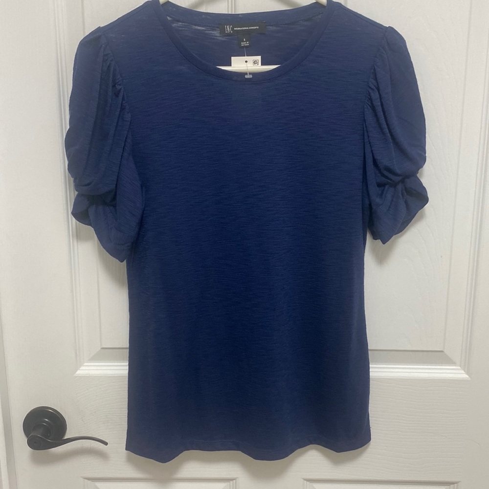 INC International Concepts NWT size S puffed sleeves top knit 65 polyester 35